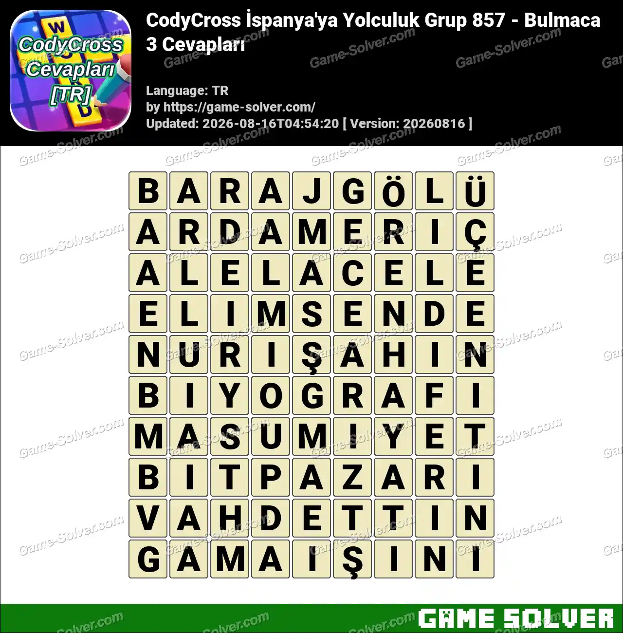 CodyCross İspanya’ya Yolculuk Grup 857 – Bulmaca 3 Cevapları